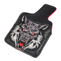 Housse de putter de golf carrée en cuir PU noir avec broderie loup et fermeture magnétique pour putter mallet de grande taille, idéale pour le dropshipping