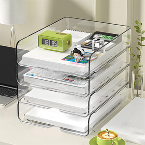 1 pezzo di supporto per organizzatore Desktop impilabile trasparente e vassoio di carta per la conservazione <span class=keywords><strong>da</strong></span> <span class=keywords><strong>scrivania</strong></span> - Product Image 4