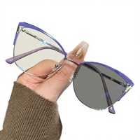 Lunettes anti-lumière bleue tendance avec monture papillon en métal, motif dragon et phénix, style européen et américain, transfrontalier