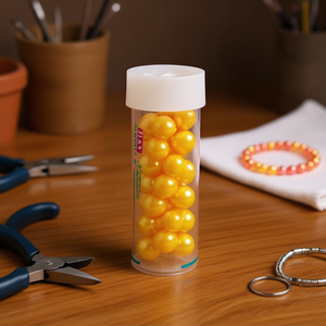 Cuentas de perlas amarillas de 10 mm de Ilan Abalorio para la fabricación de joyas, 12 unidades por tubo - Product Image 2