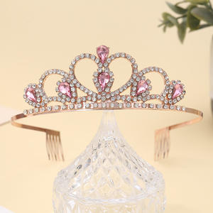 Coloré coeur diadème strass couronne coiffure reine des coeurs couronne d'or pour les fêtes de mariage saint valentin fête des mères - Product Image 5