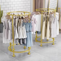 Porte-vêtements circulaire de luxe doré – Cintre doré pour salon et chambre à coucher – Économisez de l'espace – Porte-vêtements en métal et fer