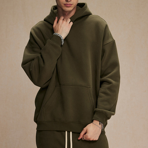 Sweat à capuche d'hiver lourd de qualité supérieure pour homme, logo personnalisé, 100% coton tricoté, 350 GSM, broderie 3D, coupe ample - Product Image 1