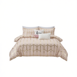Juego de Edredón con Estampado Metálico de 4 Piezas, Tamaño Queen, Ropa de Cama Moderna, Decoración del Hogar - Product Image 1