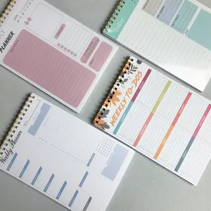 Grosir kustom percetakan Spiral Binding Softcover perencana Notebook A5 Notepad perencanaan Mingguan