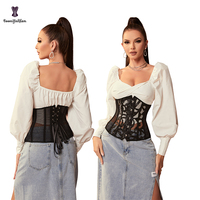 Corset amincissant gothique en dentelle et résille de 12 pouces, gaine amincissante pour la taille, grandes tailles XS-6XL pour femme