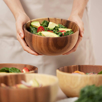 Bol en bois d'acacia personnalisé de haute qualité, écologique, pour fêtes, bol à salade en bois massif, fournisseur d'usine