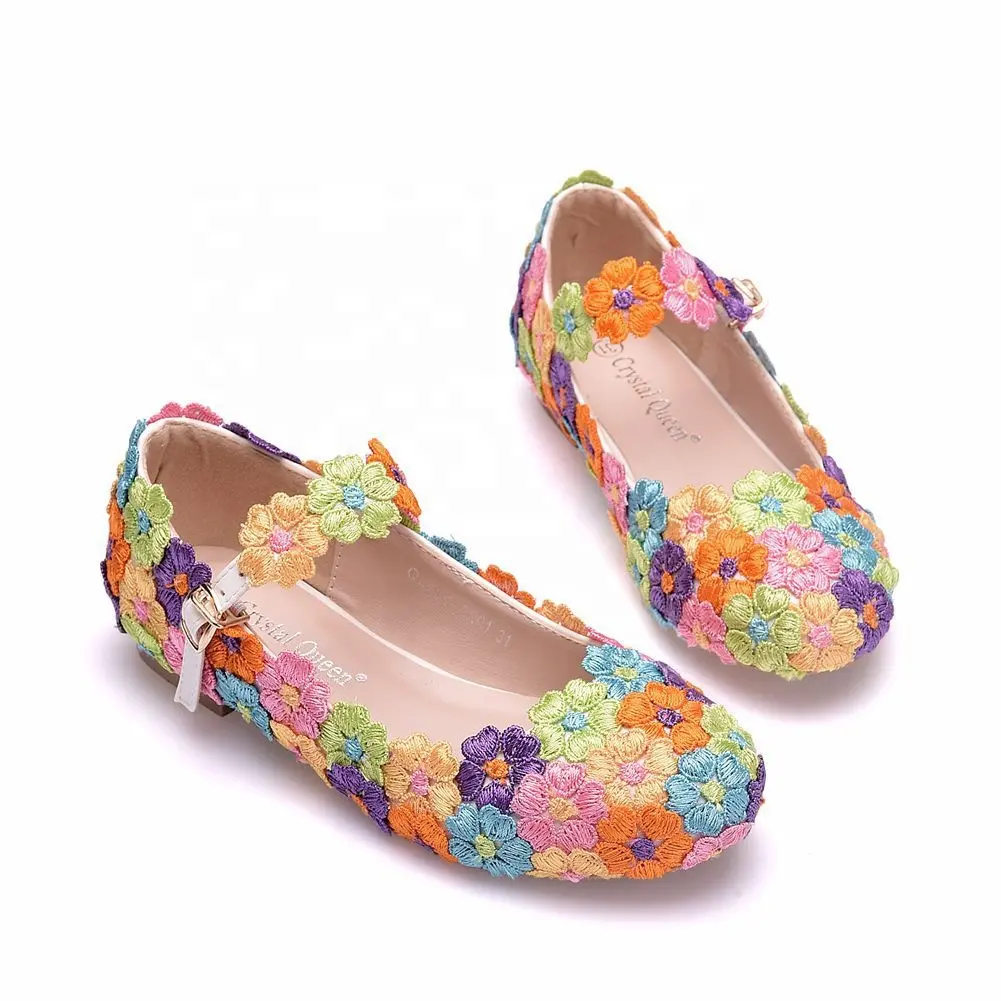 Princess Kids Shoes Girls Colorful Floral Dance Shoes Girls Casual Shoes Flat Sandals for Toddler Girl