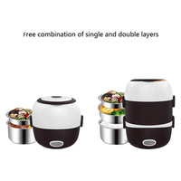 Boîte à lunch isotherme électrique à double couche C17 en acier inoxydable, usage domestique, 200W, capacité personnalisée, boîte cadeau