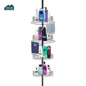 Étagère de douche d'angle télescopique moderne Plata Negro à 4 niveaux pour hôtel, support mural suspendu pour salle de bain - Product Image 1