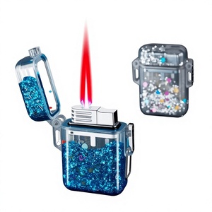 Encendedor de Cigarrillos Metálico Creativo, Colorido, Resistente al Viento, Recargable con Butano, Diseño Europeo, Carcasa Transparente - Product Image 1