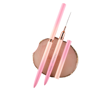 Pinceau à liner pour ongles 6 9 12 15 18 25 mm, manche métallique, poils en nylon rose, stylo à dessin pour rayures françaises et fleurs, outil de manucure - Product Image 6