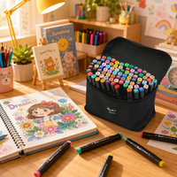 Marqueurs d'art à double pointe à l'alcool de haute qualité, 48 couleurs, ensemble de stylos professionnels pour le dessin, pour enfants, coloriage, fournitures scolaires, cadeau