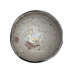 ชามกะลามะพร้าวเคลือบหลายสีทำด้วยมือพร้อมรายละเอียดโมเสก - Product Image 5