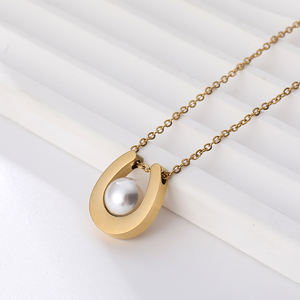 Collier pendentif en acier inoxydable personnalisé pour unisexe, plaqué or antique, chaîne à maillons, style tendance pour les fêtes - Product Image 2