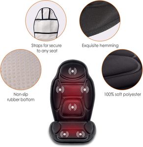 Masseur dorsal vibrant avec chaleur, masseur de siège avec 5 moteurs vibrants et 5 modes, coussin de massage - Product Image 6