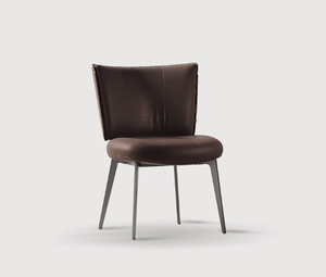 Soft upholstered dining chair Italian minimalist dining chair household diningchair leather backrest chair business meetingchair - Product Image 5