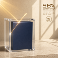 Boîte de rangement pour cartes à collectionner en acrylique transparent avec couvercle coulissant magnétique, anti-poussière, rigide, écologique, sur le thème des animaux, pour collectionneurs