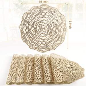 Tovagliette rotonde Set <span class=keywords><strong>di</strong></span> 6 tappetini da tavolo scavati lavabili lavabili in vinile tovagliette per decorazioni da cucina per feste nuziali - Product Image 5