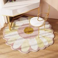 Karpet Sederhana Kamar Tidur Motif Bunga Samping Tempat Tidur Cetak Digital Dapat Dicuci dengan Tangan Ruang Tamu Sofa Meja Kopi Selimut Mewah Ringan Canggih