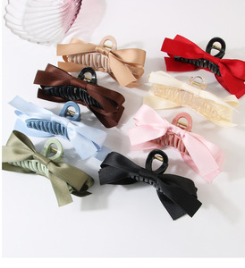 Hot Selling Personalized Women Candy Color Black Double-Sided <b>Bow</b> Grab Barrettes Medium Large Non-Slip Claws Women Sweet Style - Product Image 1