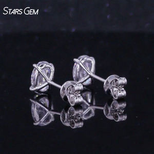 Pendientes de Diamantes Cultivados en Laboratorio StarsGem, Oro Sólido de 9K, 0.7ct*2, DEF VS, Corte Ovalado, 4 Puntas, Solitario Clásico, Unisex - Product Image 4