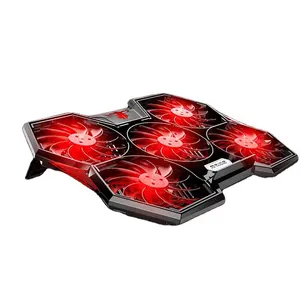 Ice Coorel-enfriador para ordenador portátil de 14- 17 pulgadas, Enfriador de juegos con Cable de EE. UU., luz LED, 2 puertos de EE. UU. Refrigerados por aire, 5 ventiladores