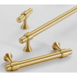 Maniglie per cucina in ottone dorato, pomelli per cassetti, tiranti per armadi e guardaroba, soluzioni <span class=keywords><strong>hardware</strong></span> moderne e minimaliste allungate per mobili. - Product Image 2