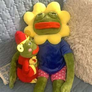 Jouets d'animaux personnalisés : Grenouille <span class=keywords><strong>Pepe</strong></span> grincheuse en peluche tournesol, jouets en peluche fantaisie pour adolescents et collectionneurs - Product Image 3