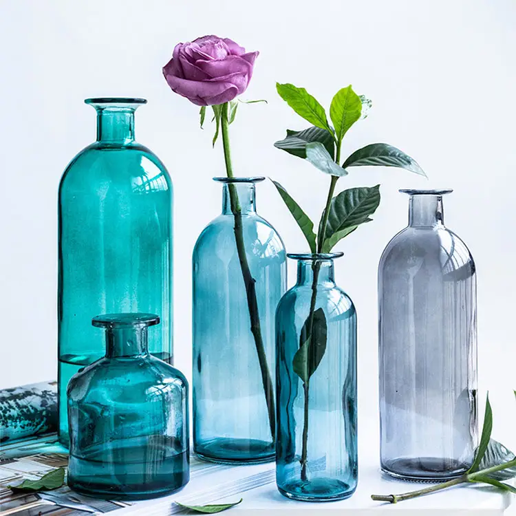 Şeffaf İskandinav vazo süslemeleri çiçek tomurcuğu çok amaçlı zarif ucuz cam vazo