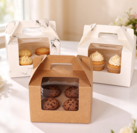 Boîte transparente avec fenêtre en carton blanc, forme carrée, pour 4 tartelettes, cupcakes, mousses et pâtisseries