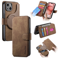 Casing dompet Flip kulit PU Retro desain baru dengan tempat dompet pemisah magnetik casing ponsel untuk iPhone 15 14 13 Pro Max