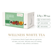 Mélange d'herbes personnalisé au thé blanc vieilli, goji, datte rouge et reishi, 30 sachets, thé bien-être naturel, directement de l'usine, OEM, marque privée