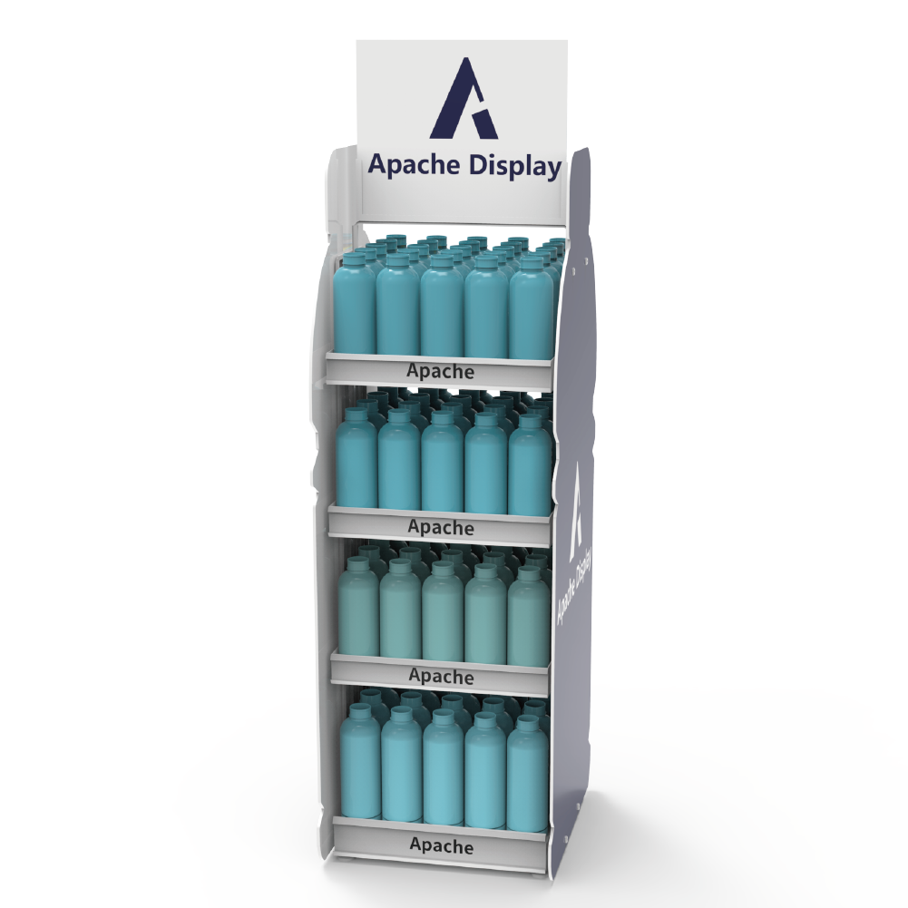 Metal Beverage Display Stand Customization 4 Tier Detachable PVC Foam Side Plate Floor Stand Shelf for Retail Shop — view 4