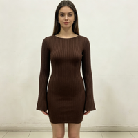 Zowi – Nouvelle Robe Pull Longue Noire en Maille Côtelée pour Femme, Qualité Supérieure, Coupe Slim, Vente en Gros, OEM & ODM