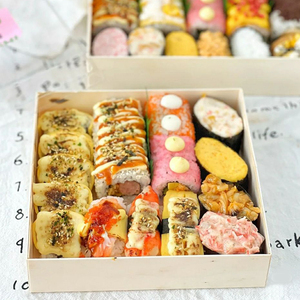 Food <strong>Boxes</strong> Packaging Wooden Box for Sushi Disposable Foldable Takeaway Togo <strong>Lunch</strong> Bento Sushi Food Packaging Box - Product Image 4