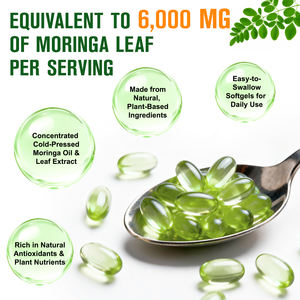 थोक निजी लेबल मोरिंगा लीफ सॉफ्टजेल पूरक पाचन सहायता पुरुषों और महिलाओं के लिए ग्रीन सुपरफूड कैप्सूल - Product Image 3