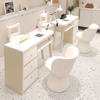 Chaise de table manucure style crème avec prise d'aspirateur de bureau en marbre chic pour salon salon