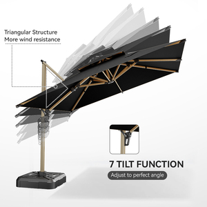Sombrilla de Patio Impermeable Negra HANYI, Sombrilla Cuadrada Grande <span class=keywords><strong>para</strong></span> Exteriores, de Doble Techo, Resistente, con Rotación de 360 Grados <span class=keywords><strong>para</strong></span> Jardín - Product Image 3