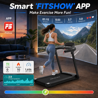 Tapis roulant semi-commercial électrique pliable avec moteur 2,5 CV, vibration, massage et inclinaison automatique