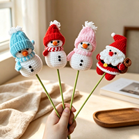 Fleurs de Noël artificielles en acrylique, faites à la main, tige unique, bonhomme de neige, pour un cadeau de Noël créatif, mignon et écologique pour la maison