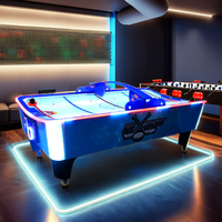 Machine de jeu d'arcade à pièces Table de hockey incurvée bleue Amusement intérieur Composants électroniques en plastique en métal