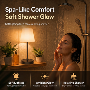 Waterproof LED Table Lamp Raindrop Shade Solar <b>Light</b> Metal Torchiere Lamp for Bathroom Patio Garden - Product Image 6