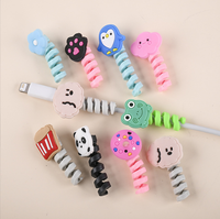 Enrouleur de câble protecteur, fil avec des animaux mignons, bande dessinée, Mini couvercle en Silicone, chargement
