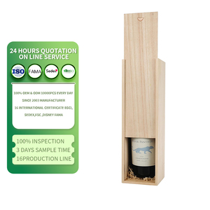 Hộp rượu thông chưa hoàn thành, nắp trượt chai duy nhất Hộp rượu bằng gỗ, kích thước tùy chỉnh Hộp rượu bằng gỗ - Product Image 1