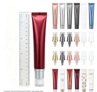Rode ABL knijptube met mini-pompje, lege tube voor oogcrème, serum, spotcrème, luxe mini reisverpakking voor huidverzorging, OEM verpakking