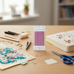 Adesivo glitterato con strass Ilan 6 mm colore 9 rosa 260 pezzi - Product Image 2