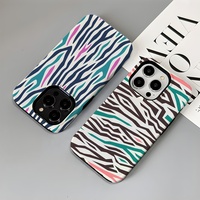 Coque de protection antichoc fine en TPU et PC rigide, compatible avec 18 modèles, motif rayé, esthétique mignonne, pour femmes et filles