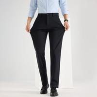 Pantalon d'hiver pour femme, extensible, doublé polaire, chaud, noir, coupe droite, décontracté, pour le bureau, vente en gros