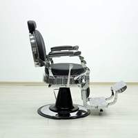 Fauteuil de Barbier Hydraulique Moderne avec Base Étoile Chromée et Repose-Pieds, Chaise de Coiffure en Cuir PU Pivotante à 360°, Équipement de Salon